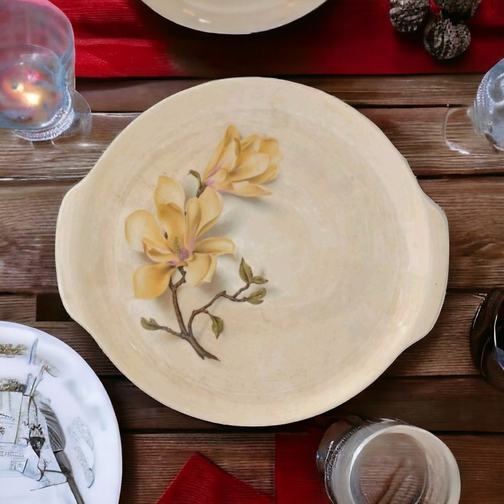 Vintage Universal Oven Proof Platter Chop Plate Tray Magnolia Permacal Pattern. - Picture 12 of 16